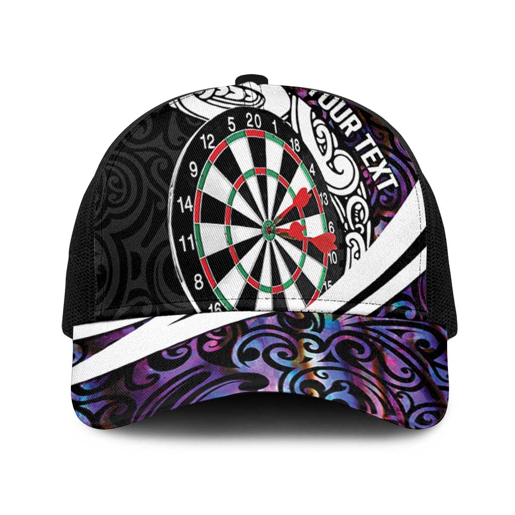 Personalized NZ Darts Baseball Net Cap Paua Shell Maori Koru Whakairo - Purple - Aussie Hoodie