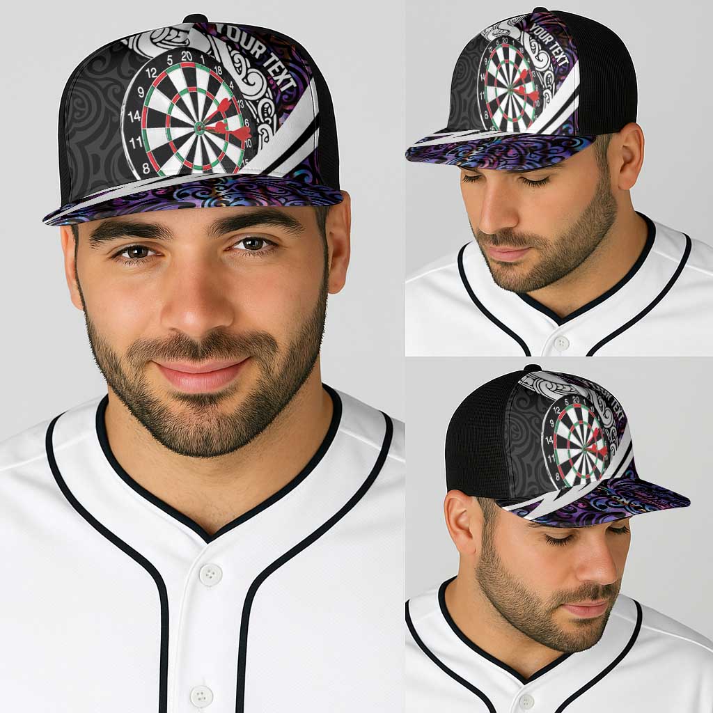 Personalized NZ Darts Baseball Net Cap Paua Shell Maori Koru Whakairo - Purple - Aussie Hoodie