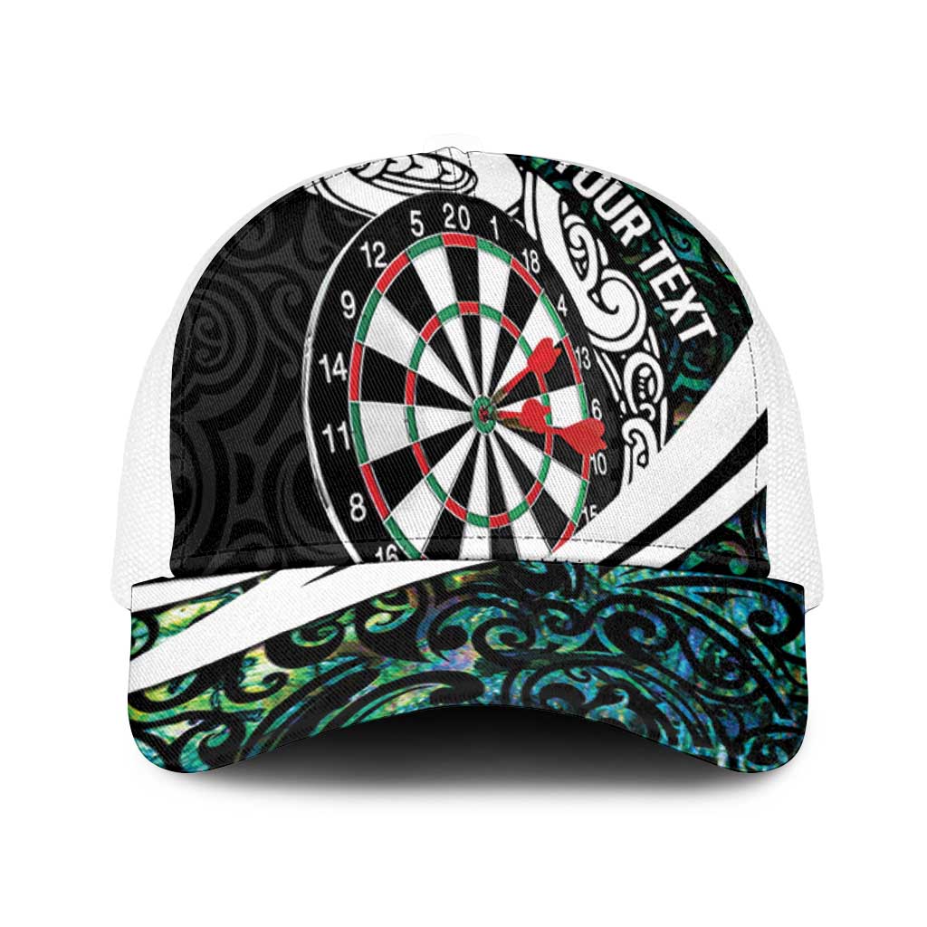 Personalized NZ Darts Mesh Trucker Cap Paua Shell Maori Koru Whakairo - Aussie Hoodie