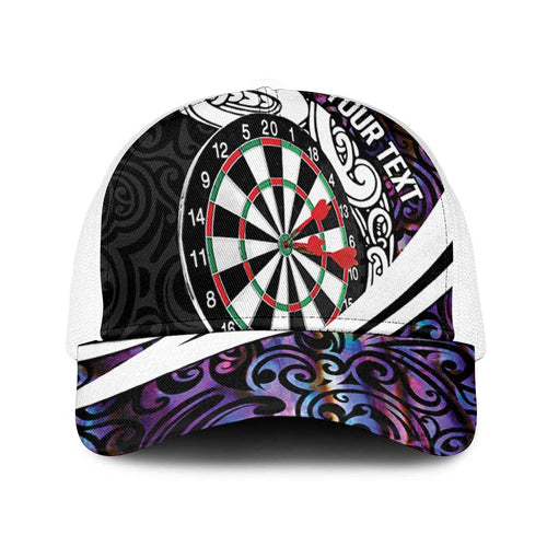 Personalized NZ Darts Mesh Trucker Cap Paua Shell Maori Koru Whakairo - Purple - Aussie Hoodie