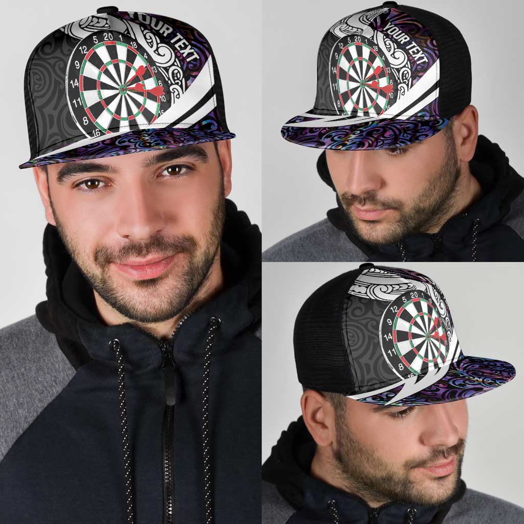 Personalized NZ Darts Mesh Trucker Cap Paua Shell Maori Koru Whakairo - Purple - Aussie Hoodie