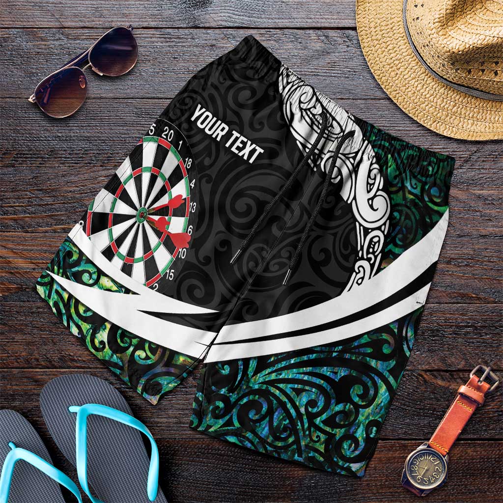 Personalized NZ Darts Shorts for Men Paua Shell Maori Koru Whakairo - Aussie Hoodie