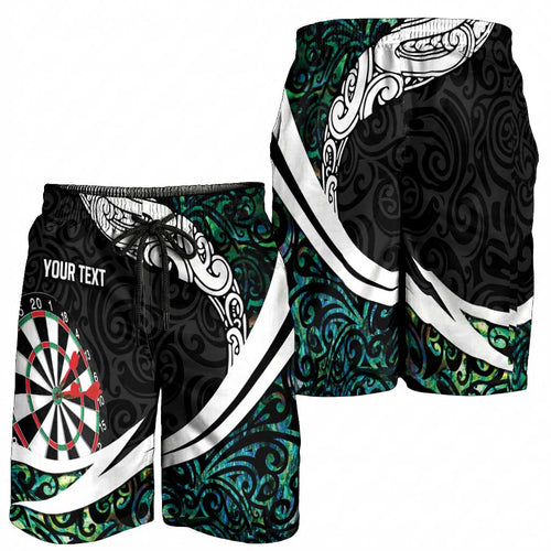 Personalized NZ Darts Shorts for Men Paua Shell Maori Koru Whakairo - Aussie Hoodie