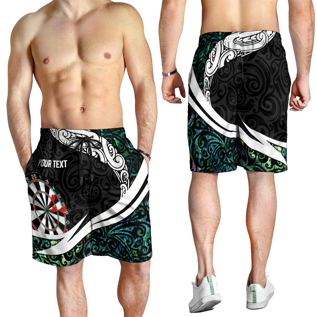 Personalized NZ Darts Shorts for Men Paua Shell Maori Koru Whakairo - Aussie Hoodie