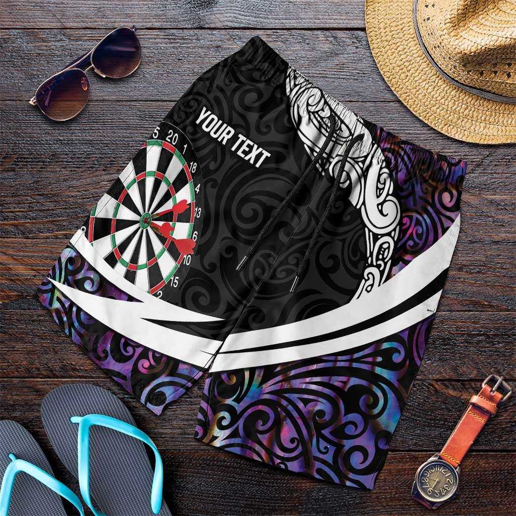 Personalized NZ Darts Shorts for Men Paua Shell Maori Koru Whakairo - Purple - Aussie Hoodie