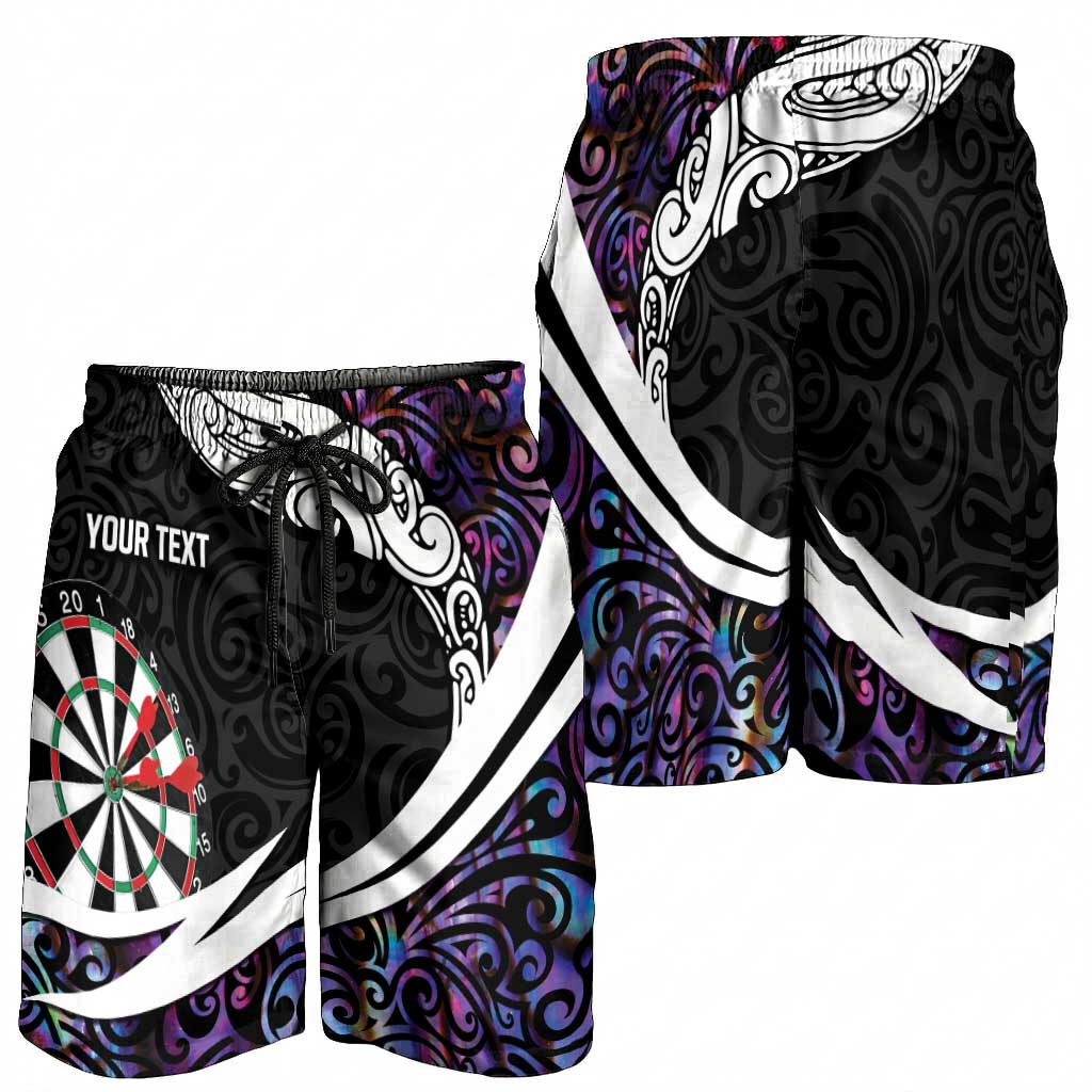 Personalized NZ Darts Shorts for Men Paua Shell Maori Koru Whakairo - Purple - Aussie Hoodie