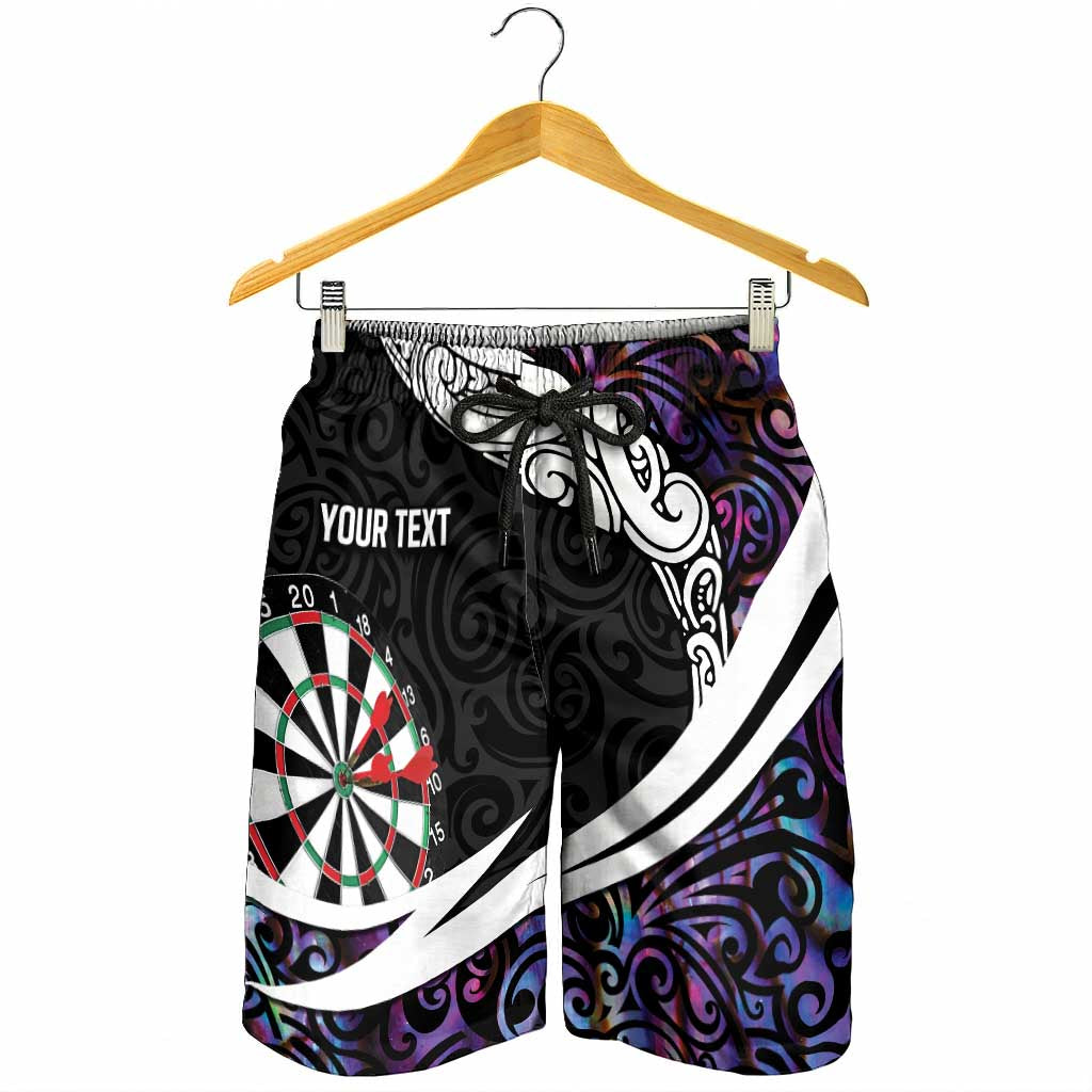 Personalized NZ Darts Shorts for Men Paua Shell Maori Koru Whakairo - Purple - Aussie Hoodie