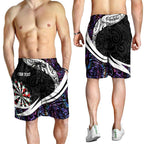 Personalized NZ Darts Shorts for Men Paua Shell Maori Koru Whakairo - Purple - Aussie Hoodie