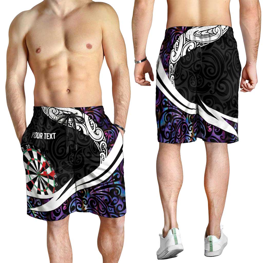 Personalized NZ Darts Shorts for Men Paua Shell Maori Koru Whakairo - Purple - Aussie Hoodie