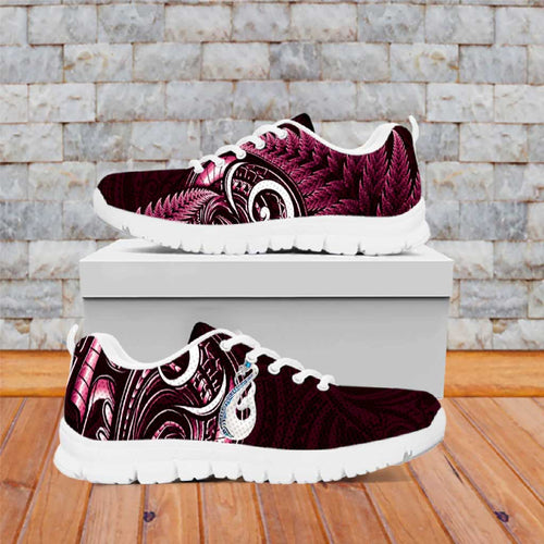 Pink New Zealand Sneakers Aotearoa Silver Fern With Manaia Maori Unique
