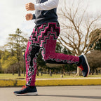 Pink Niho Taniwha Mix Poutama Jogger Pants Unique Taniko Aotearoa - Aussie Hoodie