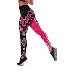 Pink Niho Taniwha Mix Poutama Leggings Unique Taniko Aotearoa - Aussie Hoodie