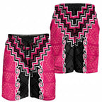 Pink Niho Taniwha Mix Poutama Shorts for Men Unique Taniko Aotearoa - Aussie Hoodie