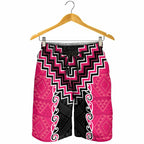 Pink Niho Taniwha Mix Poutama Shorts for Men Unique Taniko Aotearoa - Aussie Hoodie