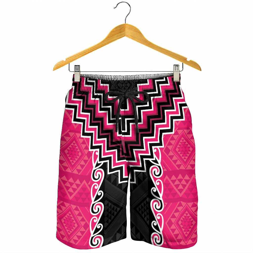 Pink Niho Taniwha Mix Poutama Shorts for Men Unique Taniko Aotearoa - Aussie Hoodie