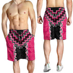 Pink Niho Taniwha Mix Poutama Shorts for Men Unique Taniko Aotearoa - Aussie Hoodie