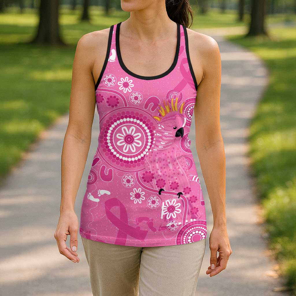 Pink Ribbon Australia Hollow Tank Top Breast Cancer Awareness Aboriginal Cacatua leadbeateri - Aussie Hoodie
