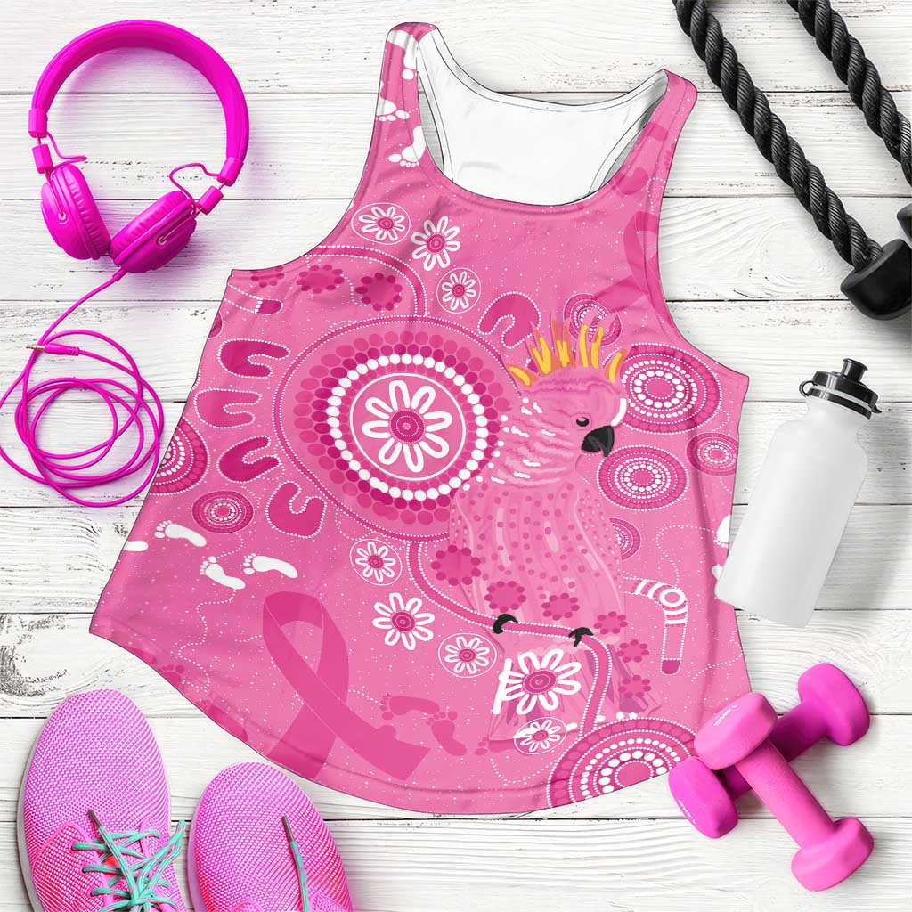 Pink Ribbon Australia Women Racerback Tank Breast Cancer Awareness Aboriginal Cacatua leadbeateri - Aussie Hoodie