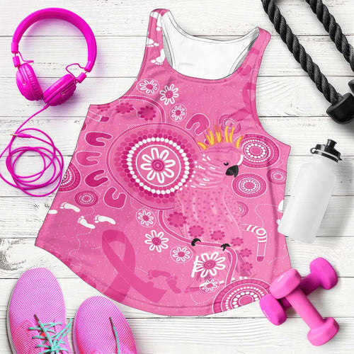 Pink Ribbon Australia Women Racerback Tank Breast Cancer Awareness Aboriginal Cacatua leadbeateri - Aussie Hoodie
