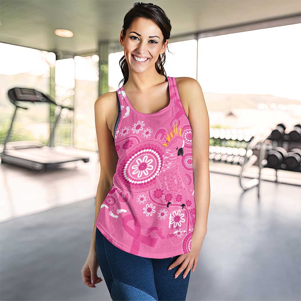 Pink Ribbon Australia Women Racerback Tank Breast Cancer Awareness Aboriginal Cacatua leadbeateri - Aussie Hoodie