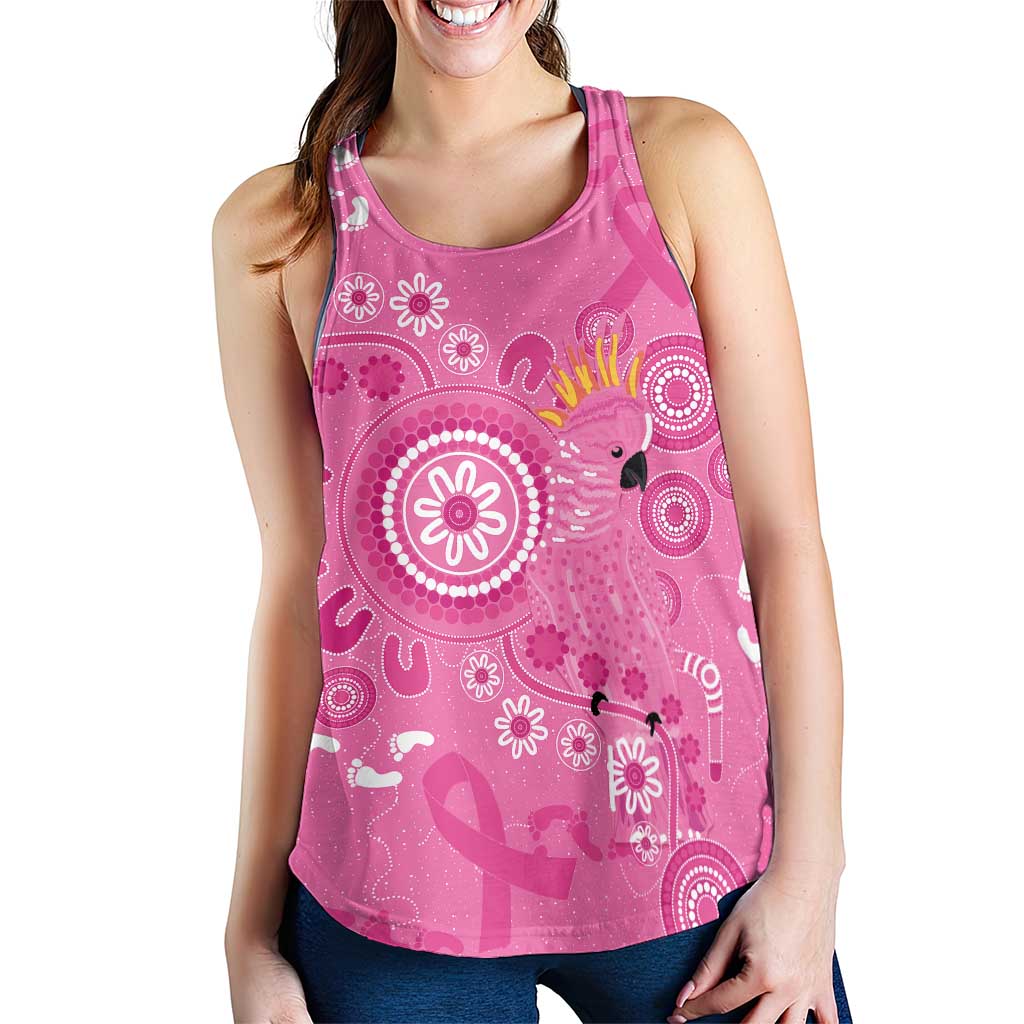 Pink Ribbon Australia Women Racerback Tank Breast Cancer Awareness Aboriginal Cacatua leadbeateri - Aussie Hoodie