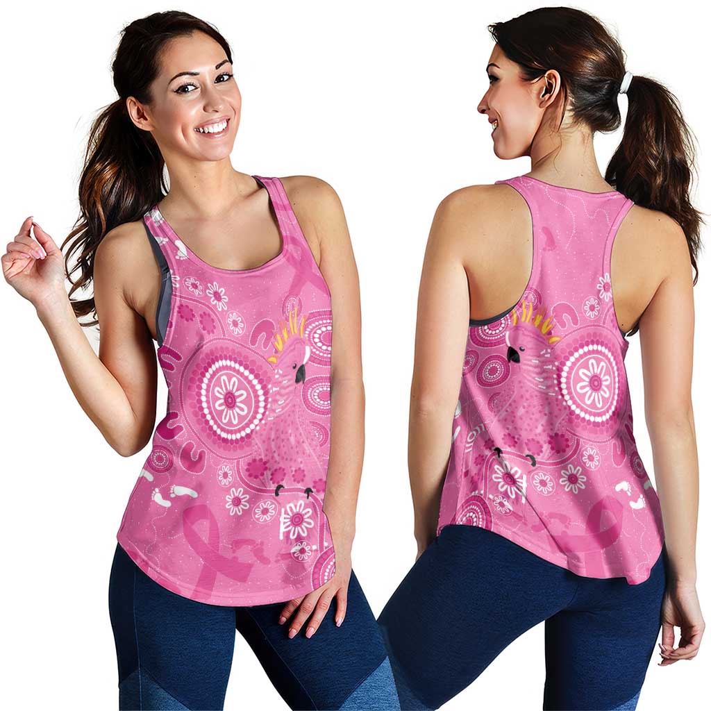 Pink Ribbon Australia Women Racerback Tank Breast Cancer Awareness Aboriginal Cacatua leadbeateri - Aussie Hoodie
