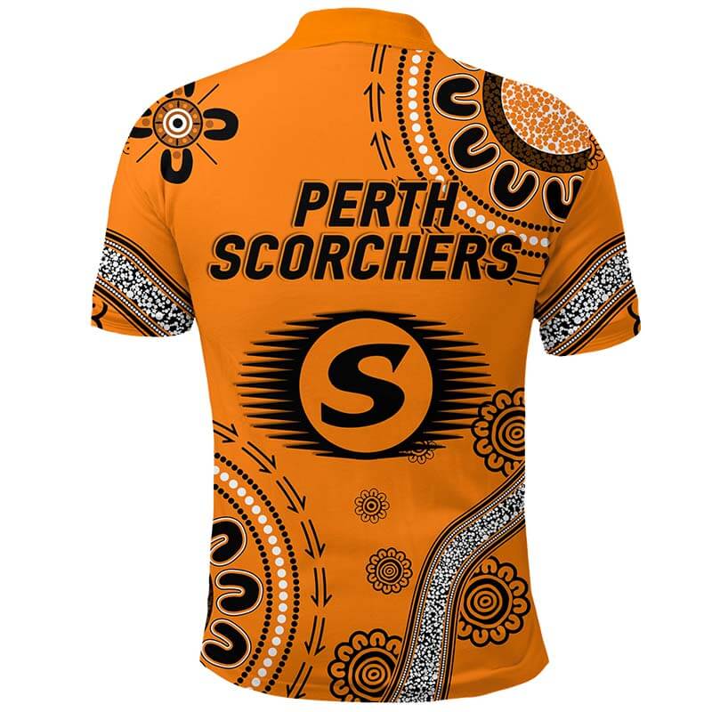 Perth Scorchers Aboriginal Art Cricket 2022 Polo Shirt - LT12