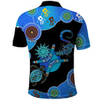 Aboriginal NAIDOC Week Blue Turtle Lizard Polo Shirts