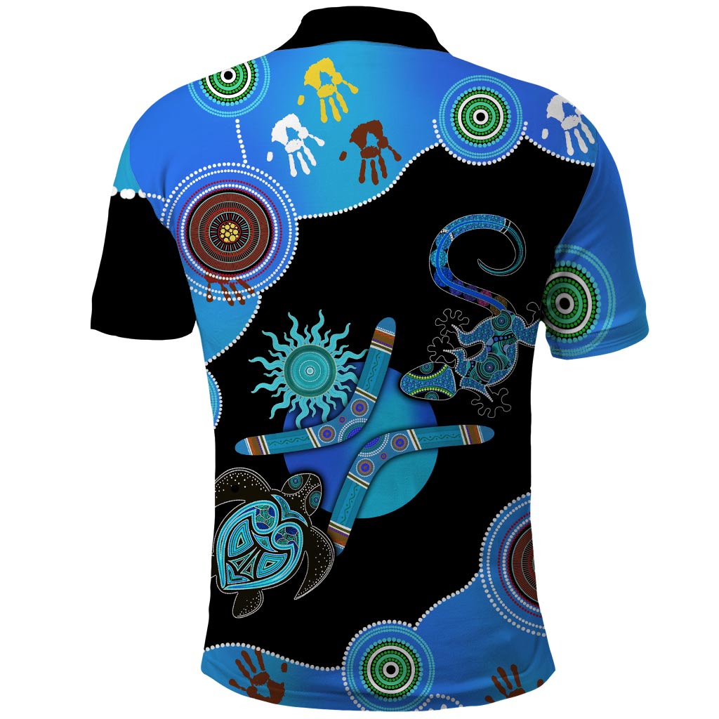 Aboriginal NAIDOC Week Blue Turtle Lizard Polo Shirts