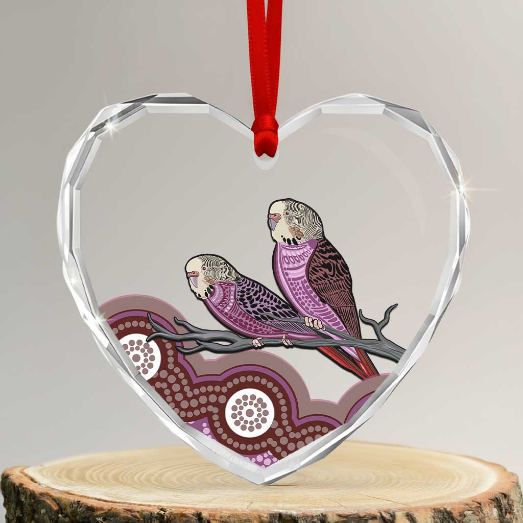 Purple Budgerigar Australia Indigenous Art Glass Ornament