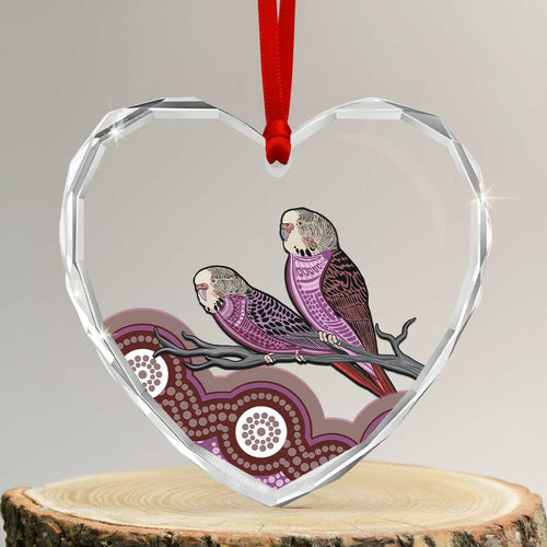 Purple Budgerigar Australia Indigenous Art Glass Ornament