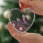 Purple Budgerigar Australia Indigenous Art Glass Ornament