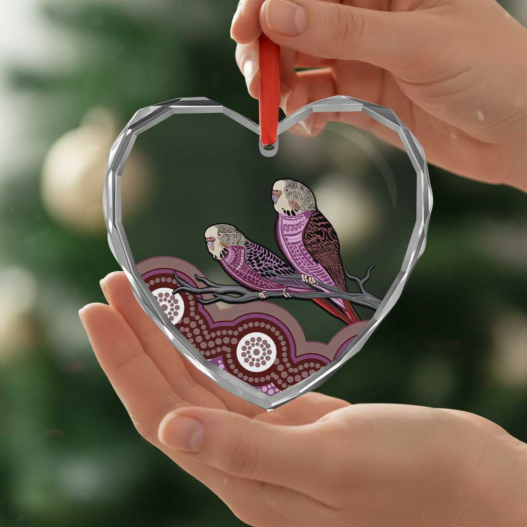 Purple Budgerigar Australia Indigenous Art Glass Ornament