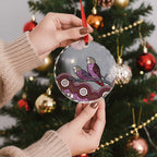 Purple Budgerigar Australia Indigenous Art Glass Ornament