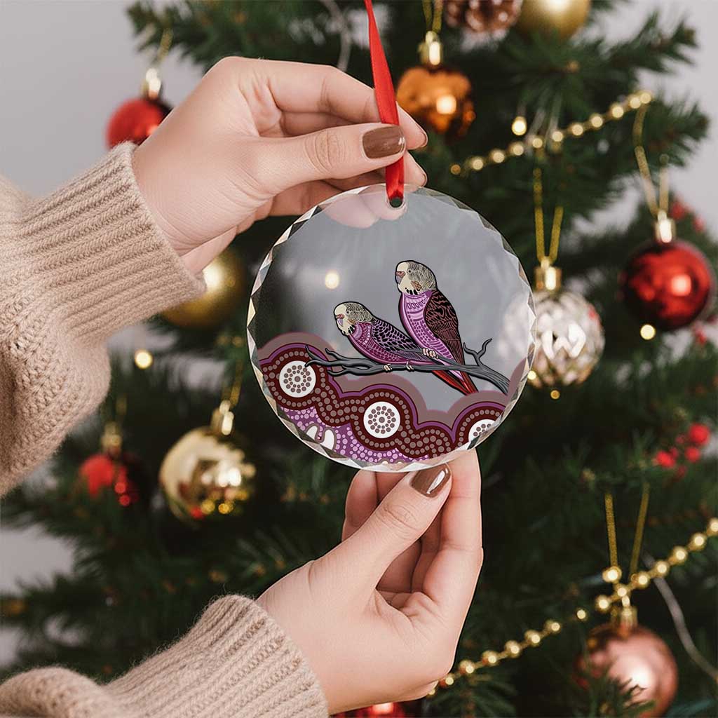 Purple Budgerigar Australia Indigenous Art Glass Ornament