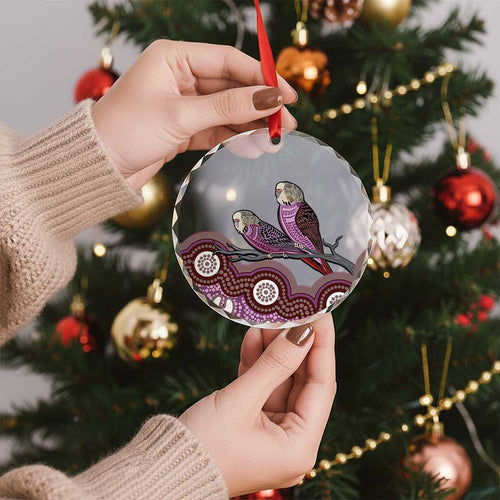 Purple Budgerigar Australia Indigenous Art Glass Ornament