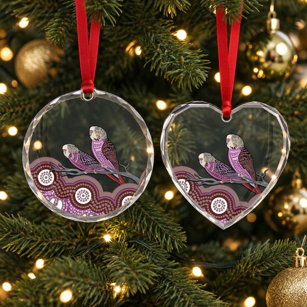 Purple Budgerigar Australia Indigenous Art Glass Ornament