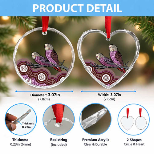 Purple Budgerigar Australia Indigenous Art Glass Ornament