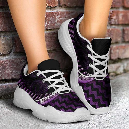 Purple Matariki New Zealand Chunky Sneakers Maori Poutama Galaxy Vibes