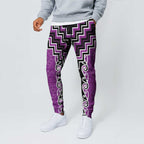 Purple Niho Taniwha Mix Poutama Jogger Pants Unique Taniko Aotearoa - Aussie Hoodie