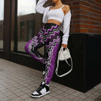 Purple Niho Taniwha Mix Poutama Jogger Pants Unique Taniko Aotearoa - Aussie Hoodie
