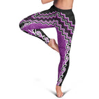Purple Niho Taniwha Mix Poutama Leggings Unique Taniko Aotearoa - Aussie Hoodie