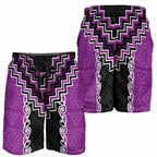 Purple Niho Taniwha Mix Poutama Shorts for Men Unique Taniko Aotearoa - Aussie Hoodie