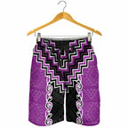 Purple Niho Taniwha Mix Poutama Shorts for Men Unique Taniko Aotearoa - Aussie Hoodie