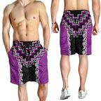 Purple Niho Taniwha Mix Poutama Shorts for Men Unique Taniko Aotearoa - Aussie Hoodie