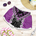 Purple Niho Taniwha Mix Poutama Shorts for Women Unique Taniko Aotearoa - Aussie Hoodie