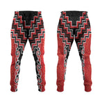 Red Niho Taniwha Mix Poutama Jogger Pants Unique Taniko Aotearoa - Aussie Hoodie