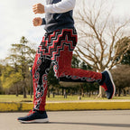 Red Niho Taniwha Mix Poutama Jogger Pants Unique Taniko Aotearoa - Aussie Hoodie