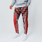 Red Niho Taniwha Mix Poutama Jogger Pants Unique Taniko Aotearoa - Aussie Hoodie