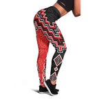 Red Niho Taniwha Mix Poutama Leggings Unique Taniko Aotearoa - Aussie Hoodie